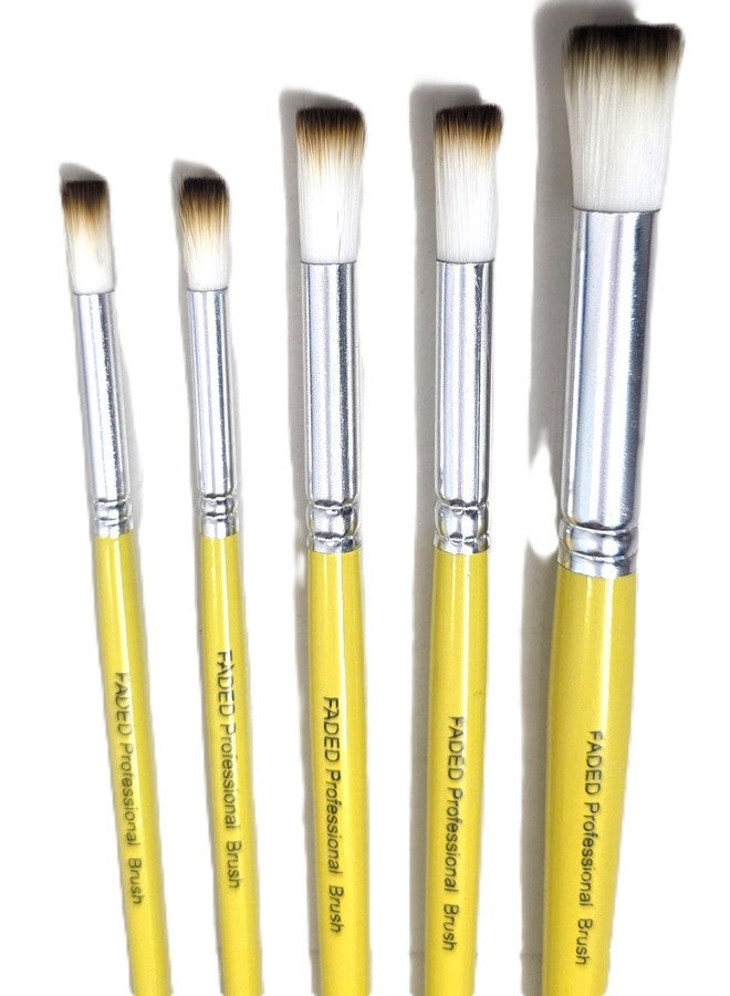 Faded 5 Piece Synthetic Hair Stencil Paintbrush Set - Durable Brushes for Acrylic & Watercolor Painting | Reusable Artist Brush Set for Stenciling, Crafting & DIY Art Projects - Image 3